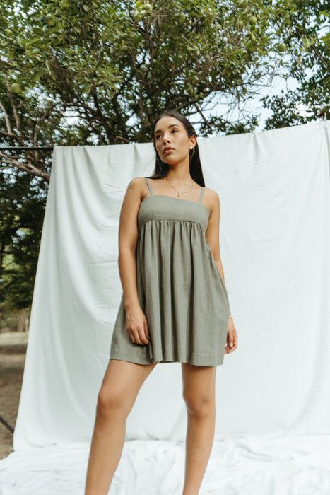 Rita Mini Dress | Dark Sage Green