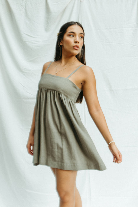 Rita Mini Dress | Dark Sage Green