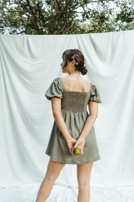 Pia Mini Dress | Dark Sage Green