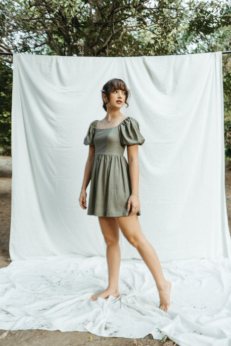 Pia Mini Dress | Dark Sage Green