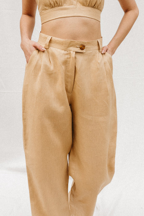 Juliet Pleated Linen Pants