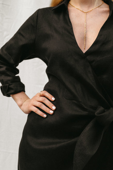 Narumi Linen Wrap Mini Dress