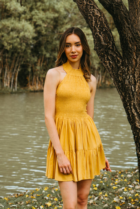 Solana Dress in Tan Yellow