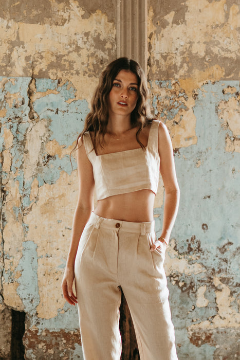 Chiara Crop Top in Beige