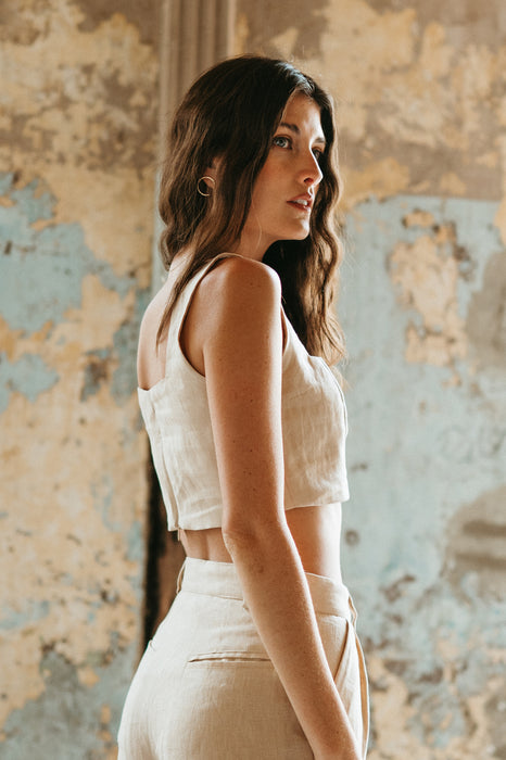 Chiara Crop Top in Beige