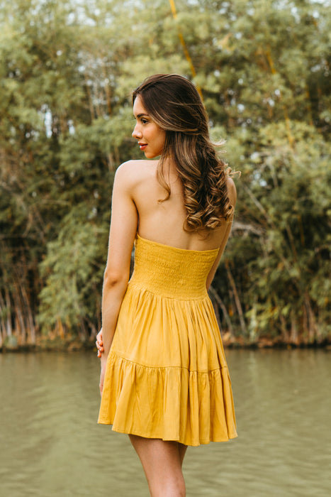 Solana Dress in Tan Yellow