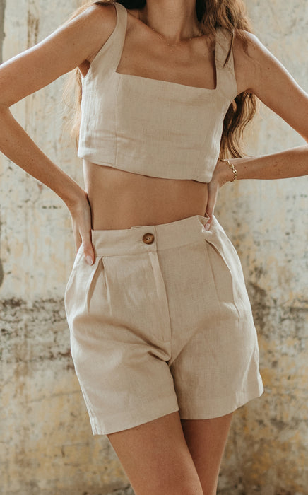 Ramie Short in Beige