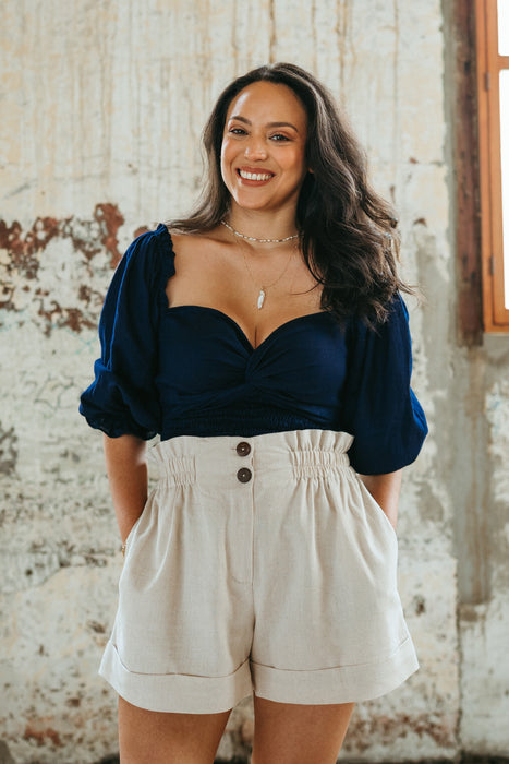 Celia Top in Navy Blue