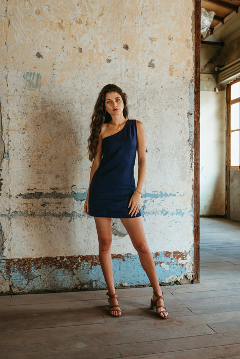 Isabel Dress in Navy Blue