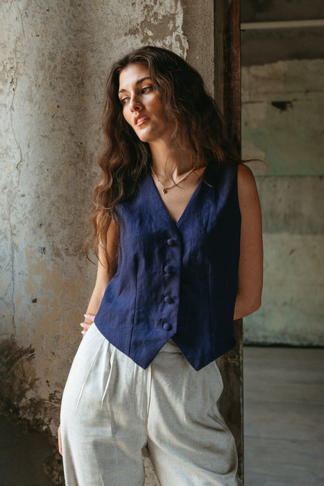 Riba Vest in Navy Blue